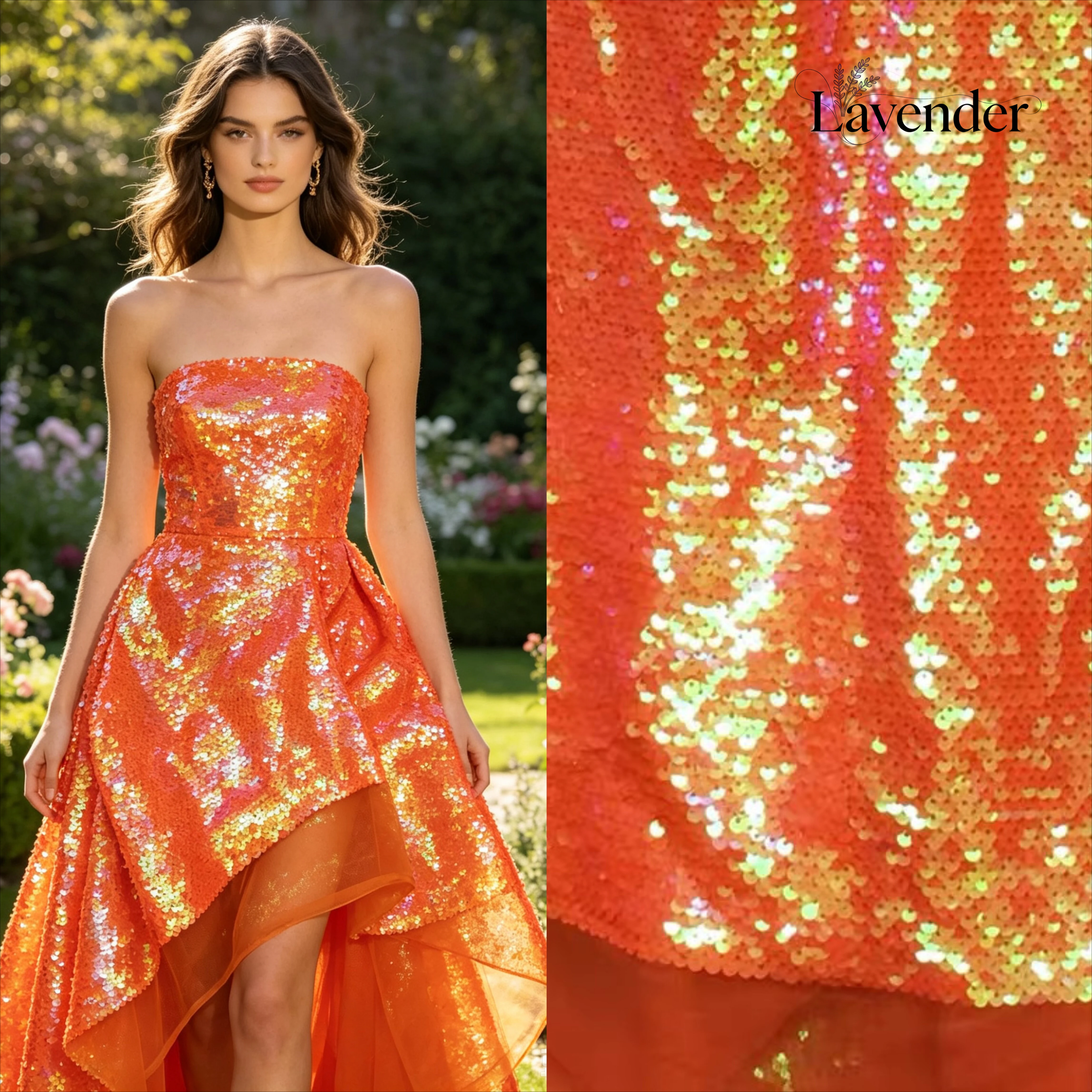 

Sweet Orange Heavy Sequined Fabric Shiny Glitter Material for Sewing Evening Dresses Dance Costumes Designer Apparel