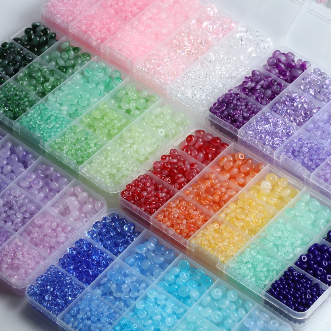 5x8mm 3x6mm 2x4mm Abacus Glass Beads Jelly Color Wheel Beads Flat Round Loose Beads for DIY Jwelry Making Accessories