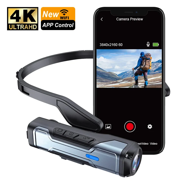 

AD716A 4K 60fps Action Sports Wearable Cameras Hands Free Body Hidden Head Camera Mounted Video Recorder Camera for Outdoor