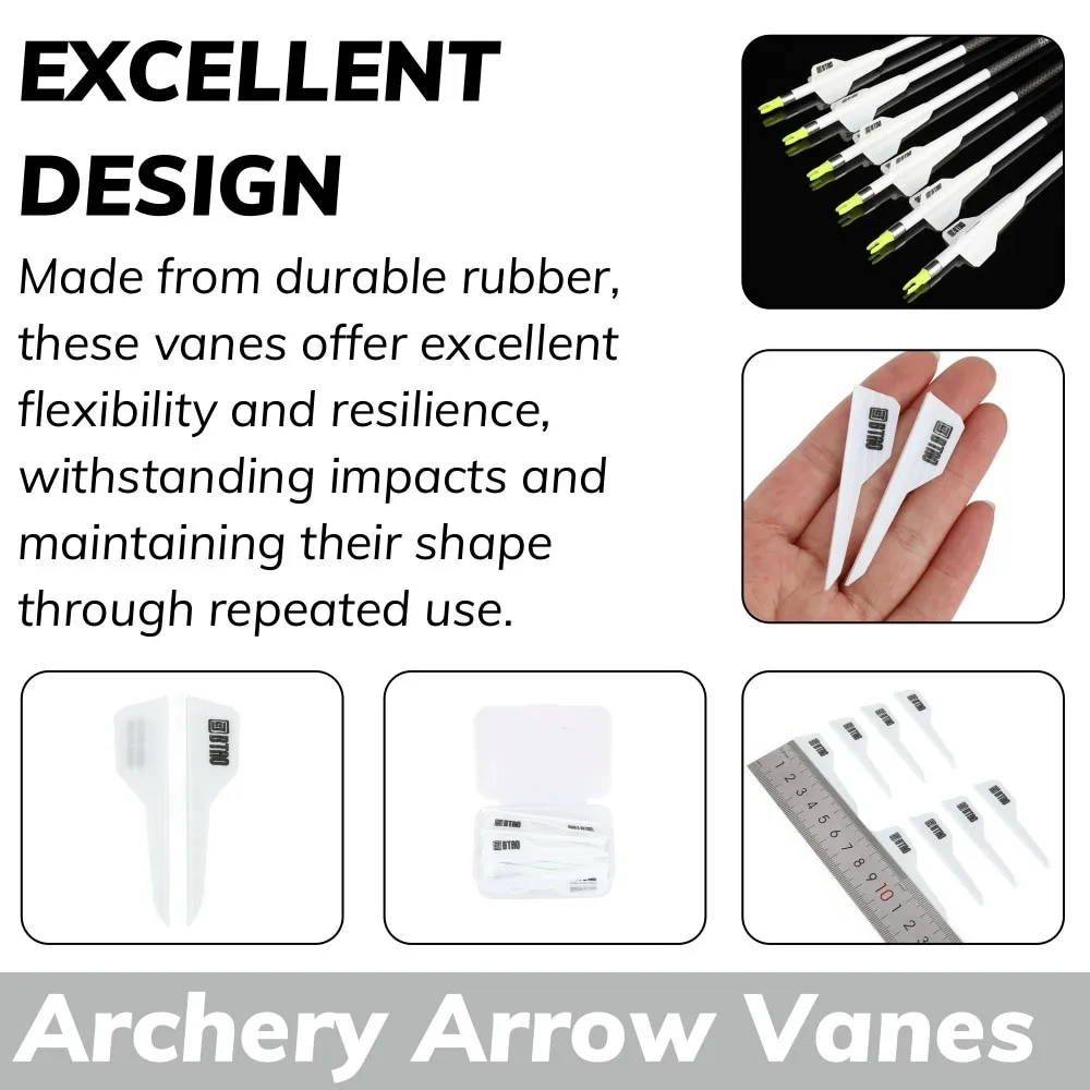 Hunting DIY Arrow Vanes 2.5Inch Rubber Durable 50pcs Archery Fletching Target Shooting for Compound Recurve Bow Accessories