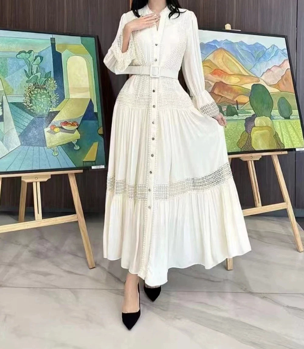 

Весна и осень 202, австралийское нишевое дизайнерское платье в стиле ретро в дворцовом стиле, однотонное длинное платье с темпераментом богини-GZXX060