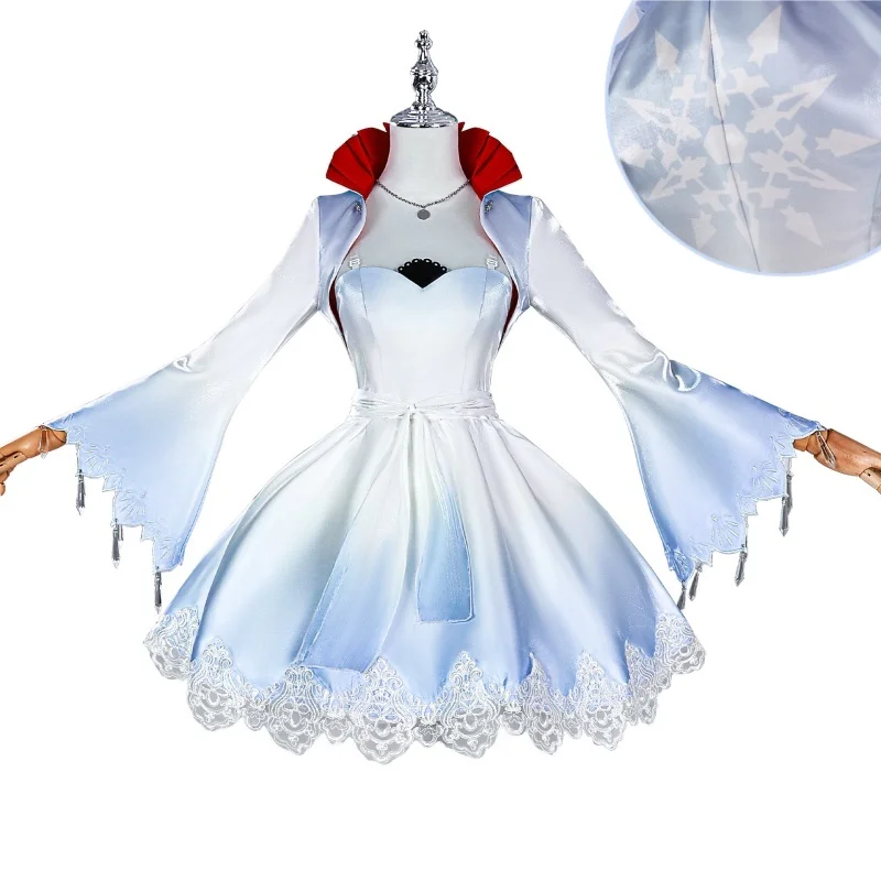 

Weiss Schnee Cosplay Clothes White To Blue Gradient Elegance Dress Lace Lolita Girls Woman Halloween Carnival