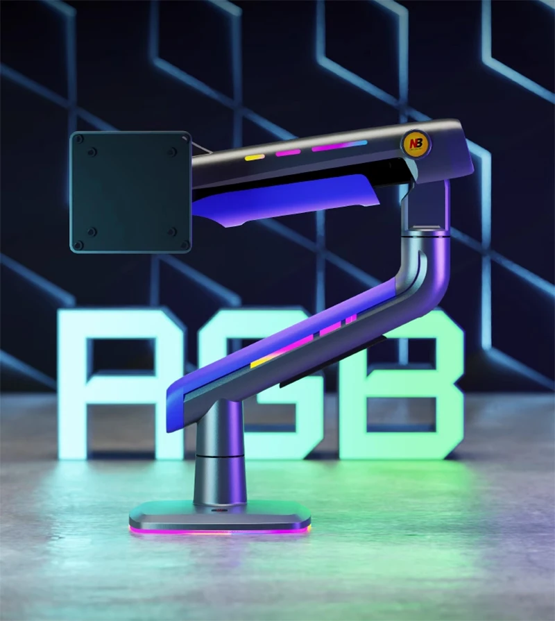 NB G60 Gaming Monitor Arm 32-60 Inch Curved Arc Screen Desktop Monitor Holder 2-20kgs Ultra Wide Monitor Mount with RGB Light