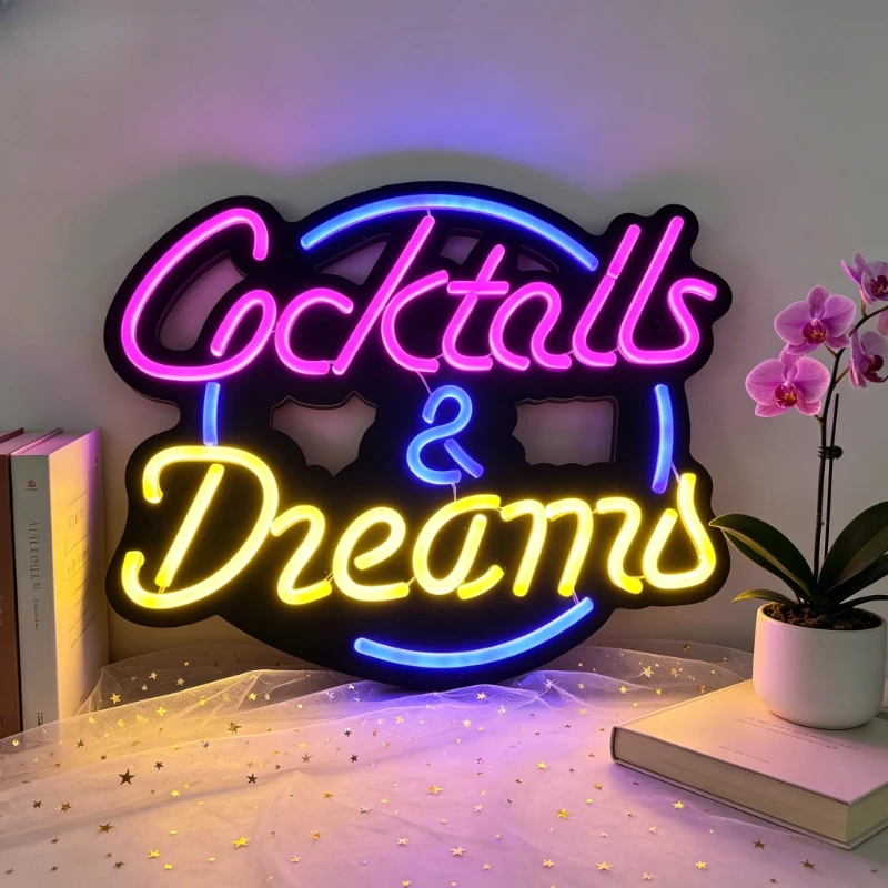 カクテルドリームズ-led-ネオンサイン-ピンク-ブルー-イエロー-グロー-バー-ホームパーティー装飾-ロマンチックなインスピレーションを与える照明-ウォールアート-ギフト