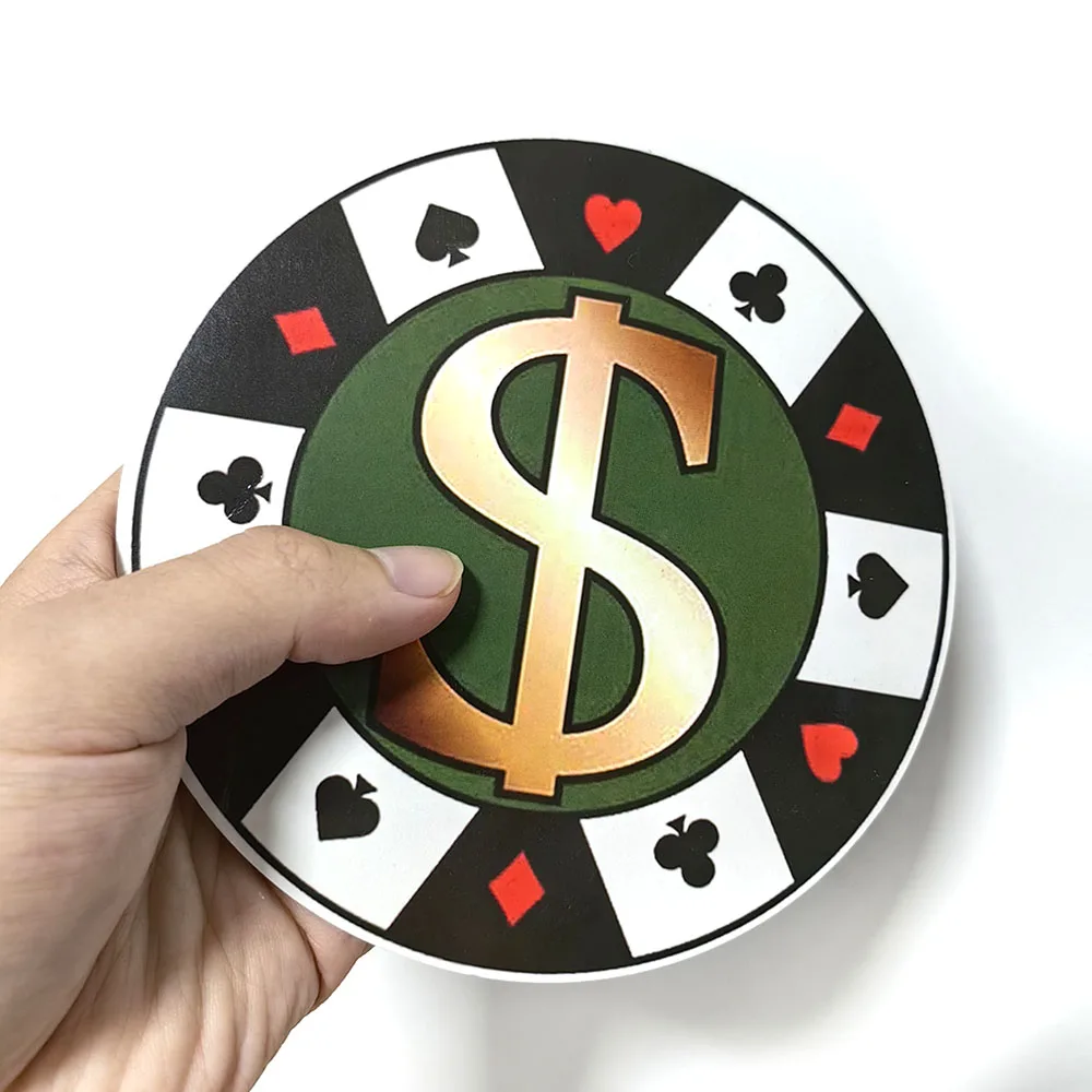 8pcs Casino Party Decorations Cut-Outs Sticker With Glue Point Las Vegas Casino Themed Poker Birthday Party Supplies Favors