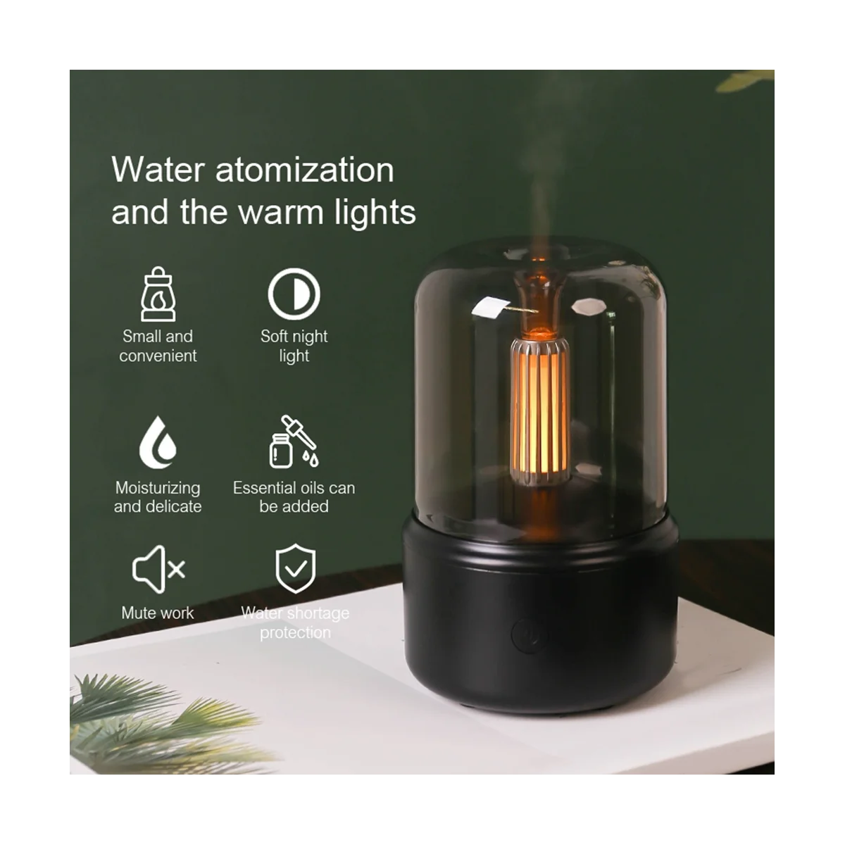 120ML Candlelight Aromas Diffuser USB Home Air Humidifier Cool Mist Maker Fogger Essential Oils LED Night Light B