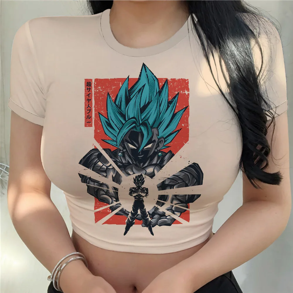 Y2k Kawaii Clothes Goku Women\'s T-shirts Summer 2024 T-shirt Harajuku Vegeta Tops Anime New Dragon Ball Z Clothing Cool Fashion