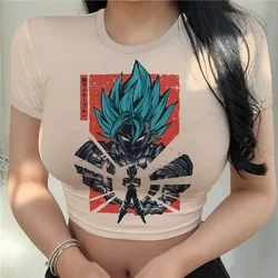 Y2k Kawaii Clothes Goku Women's T-shirts Summer 2024 T-shirt Harajuku Vegeta Tops Anime New Dragon Ball Z Clothing Cool Fashion