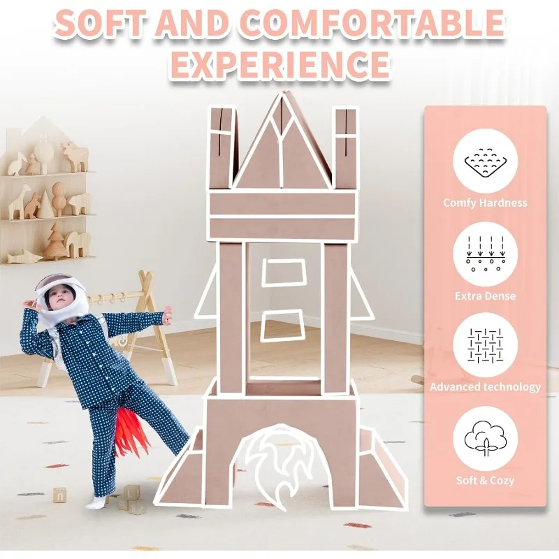 13PCS Modular Kids Play Couch 13 in 1 Toddler Couch for Playing, Creativing, Sleeping Indoor Kids Sofa for Boys and Girls (Pink)