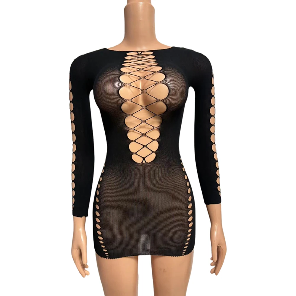 

Повседневное использование, пижама в сеточку 150-170 см, ажурное платье, платье обычной длины, однотонная ночная рубашка, универсальное использование для повседневной носки