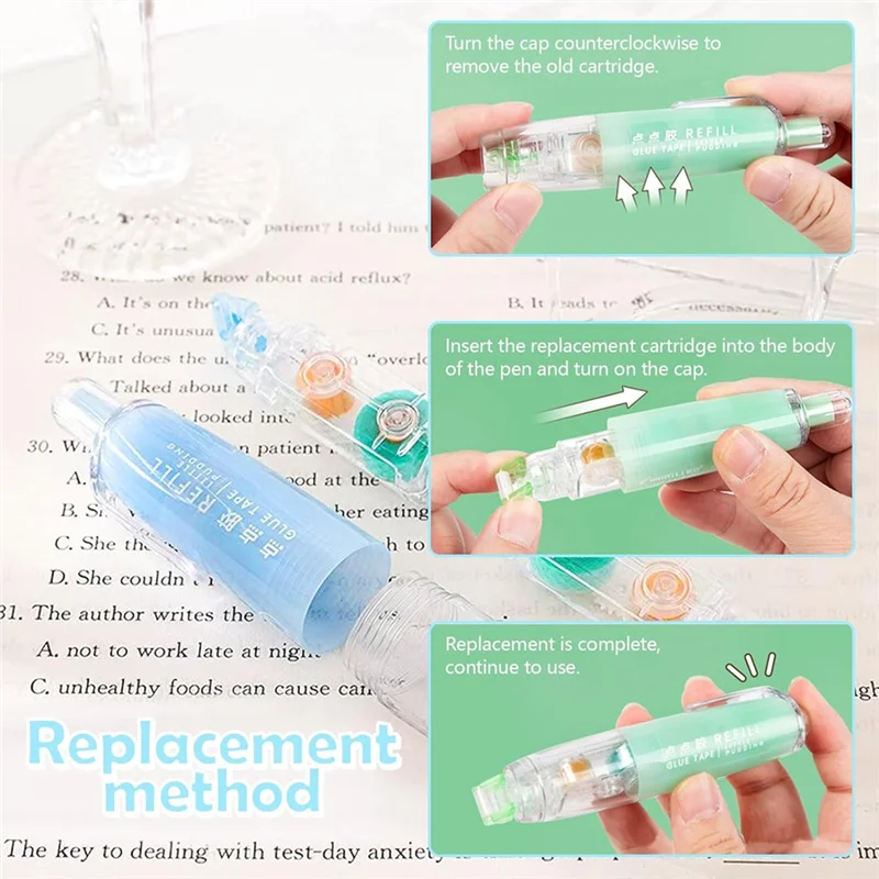 5 عبوات من 5 قطع من عداء الشريط المزدوج الجوانب القابل للسحب، أسطوانة شريط لاصق قابلة لإعادة الملء 0.23 بوصة × 16.40 قدم، أسطوانة شريط لاصق Ea