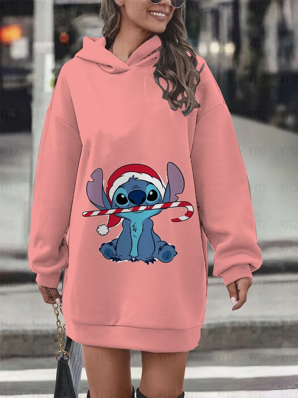 New Autumn Disney Christmas Theme Party Disney Versatile Printed Pullover Hoodie Casual Street Loose Women's Sweater Dress