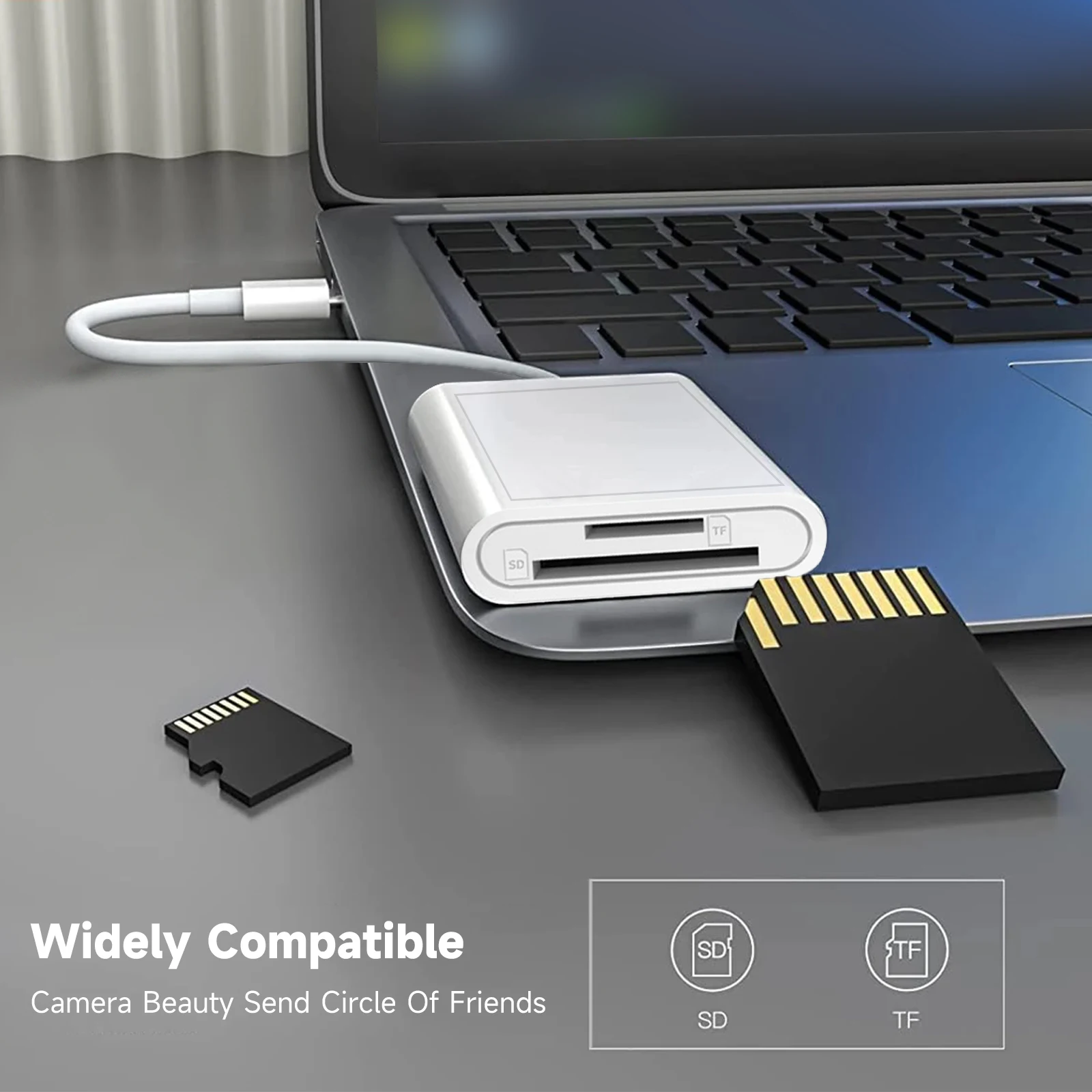 Ipad Pro, Macbook 및 기타 태블릿용 2 In 1 SD TF 카드 리더 메모리 어댑터.