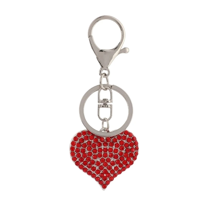 Elegant Heart Keychain Full Rhinestones Cut Design Lightweight Build Keyring Ornament for Travel or Daily Carry