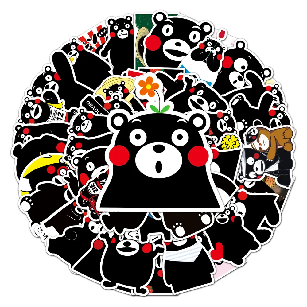 10/30/50PCS Cute Cartoon Kumamon Bear Animal Personality Creative Sticker Refrigerator Skateboard Waterproof Sticker Wholesale