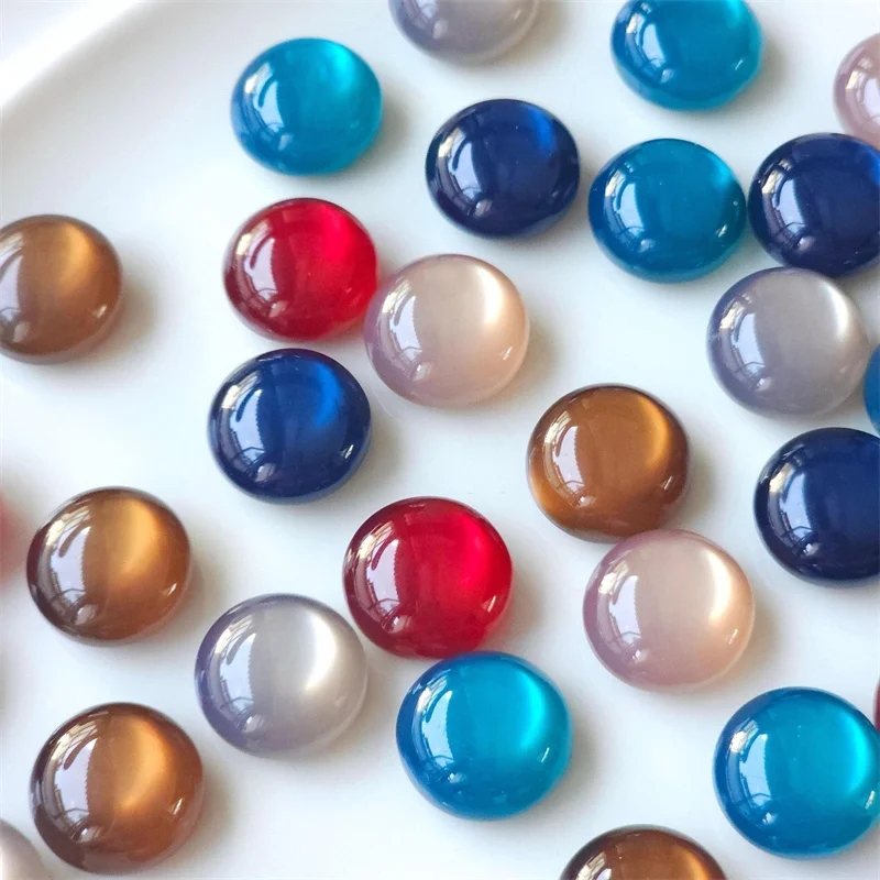 

Newest 100pcs/lot 16mm color Cat's eye effect geometry rounds shape resin cabochon beads diy jewelry garment hair accessory