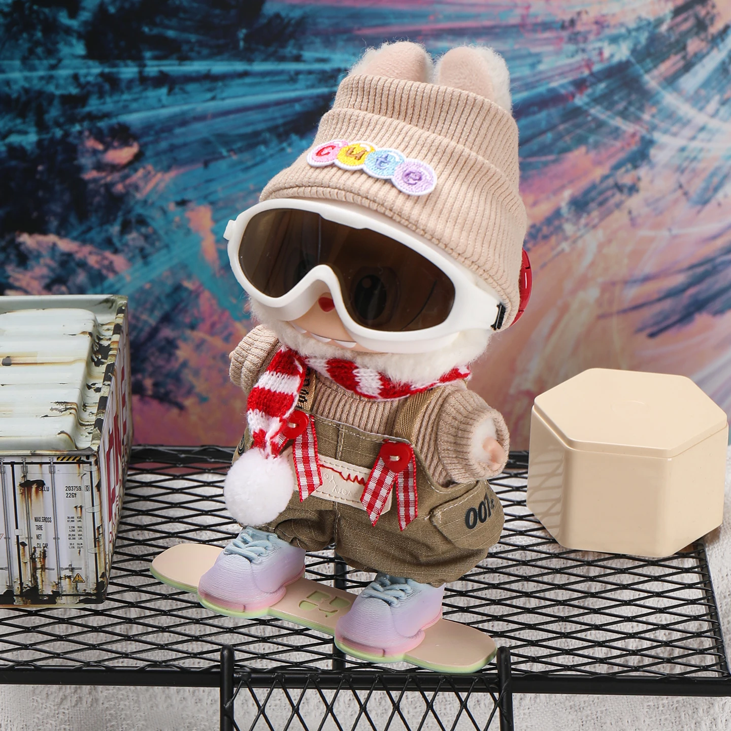 

Лыжный костюм Labubu, повседневная модная спортивная одежда, шпон 1-го и 3-го 17 см, виниловая плюшевая кукла, аксессуары для одежды