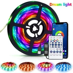 WS2812B LED Strip światło tęcza Dreamcolor USB Led Strip 5050SMD sterowanie Bluetooth 5V lampa do dekoracji pokoju