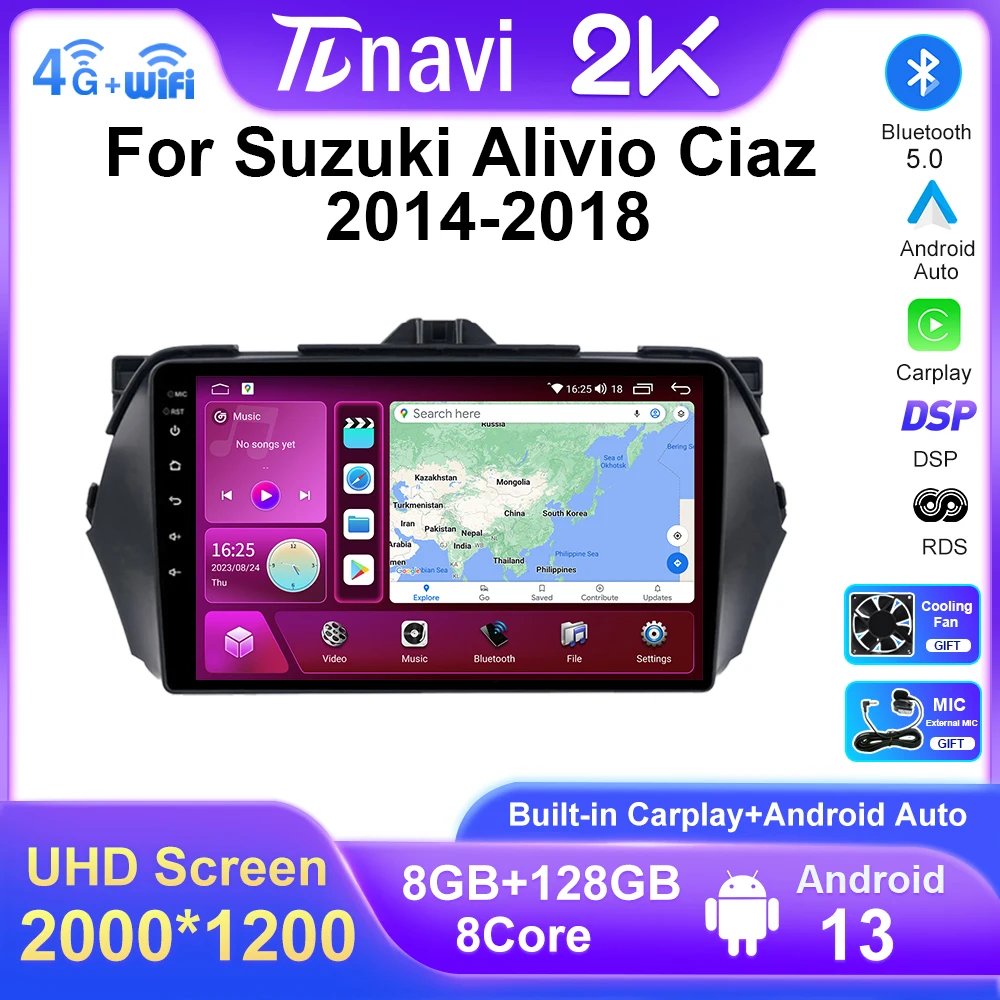 

Android 13 For Suzuki Alivio Ciaz 2014 - 2018 Car Radio 2 Din Stereo Multimedia Video Player GPS Navigation USB Bluetooth WIFI