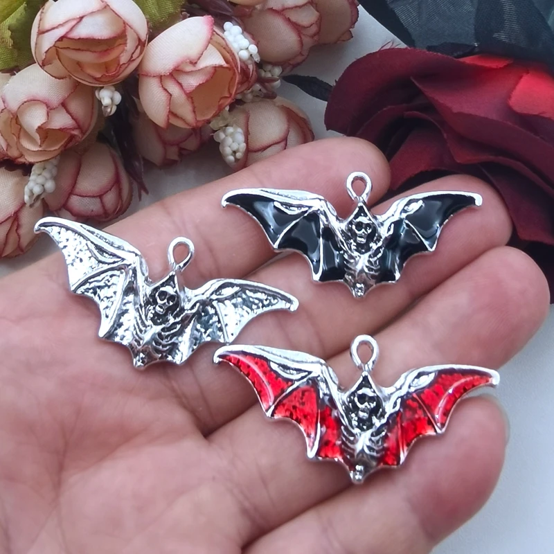 

5pcs 50 * 28mm Gothic Bat Skull Dark Witch Pagan Wizardry Worship Gift DIY Jewelry Accessories