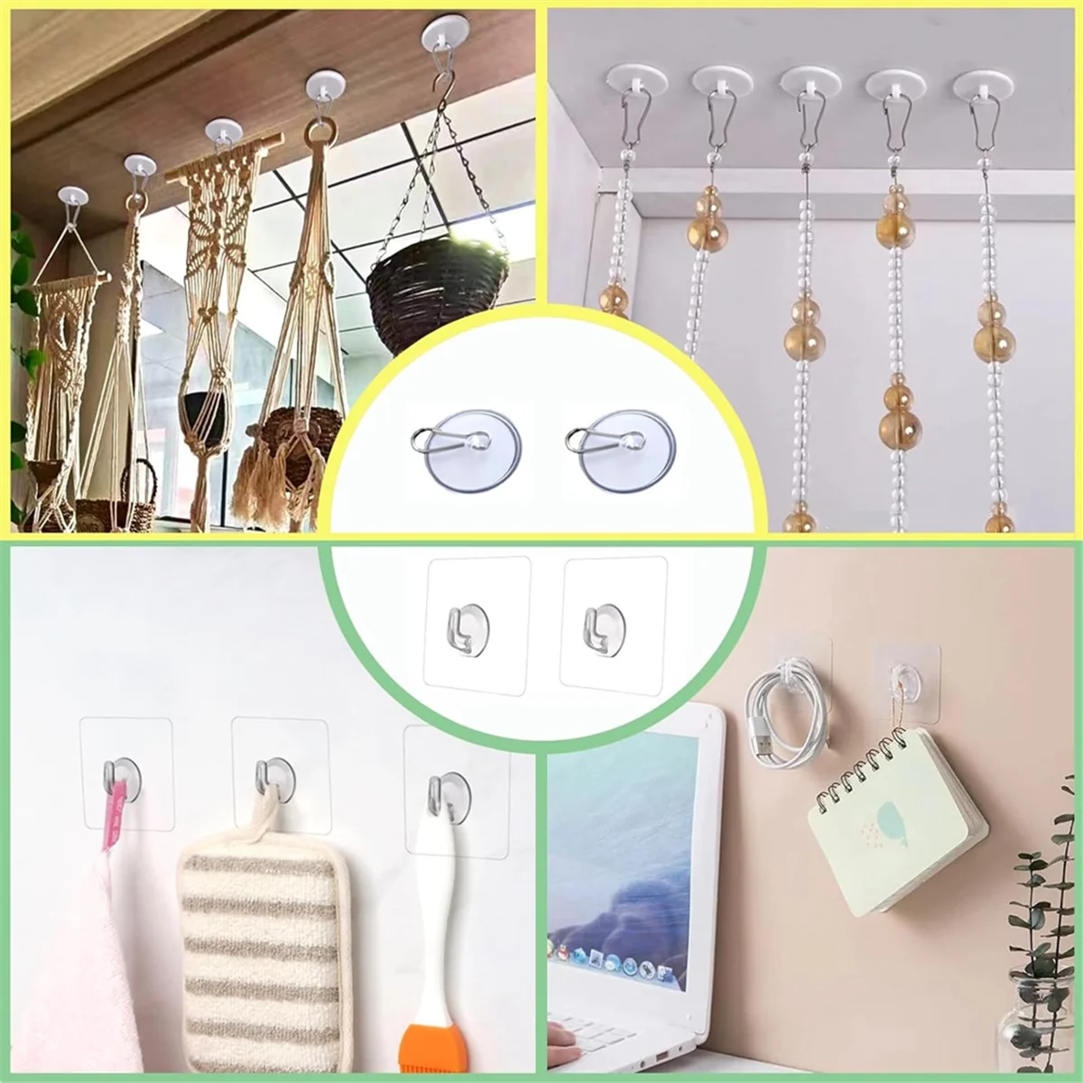 Kit de chaîne de suspension de fenêtre en vitrail AA98 avec crochets à ventouse, chaîne de suspension d'image noire, attrape-soleil