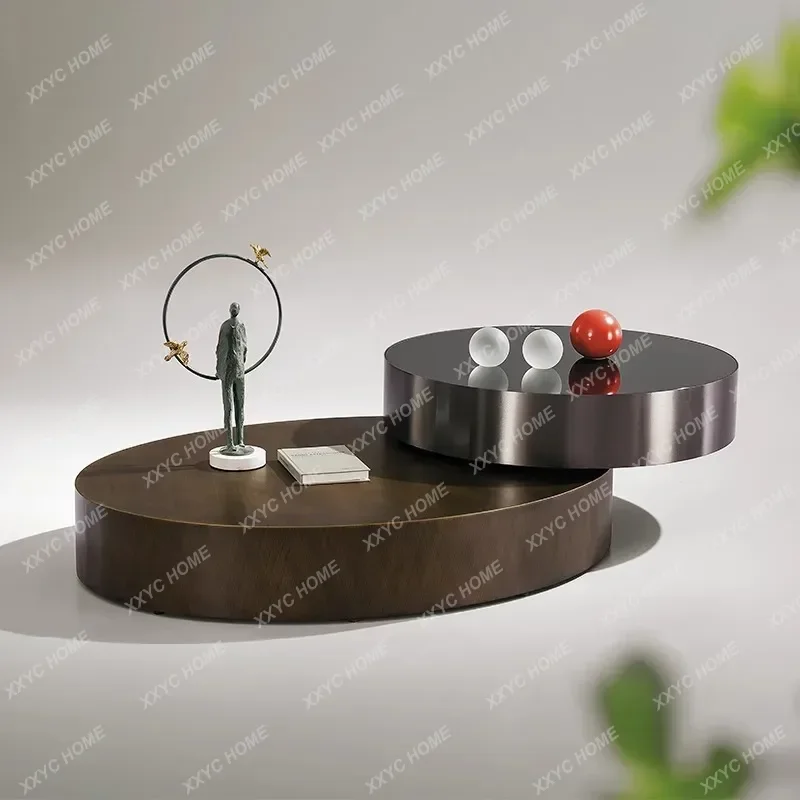 minimalist rotating coffee table villa oval living room household small apartment