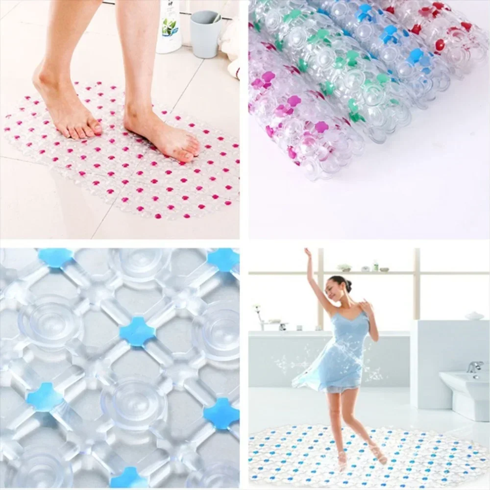 PVC Anti-skid Bath Mats Soft Anti-slip Shower Mat Massage Mat with Suction Cup Non-slip Bathtu Bath Mat Bathroom Accessories New