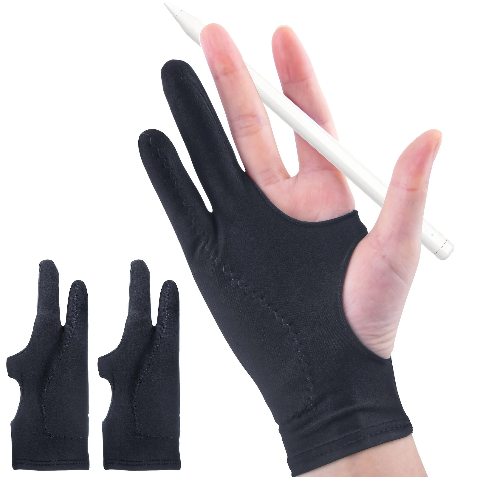 

Painting gloves [2 packs] Artist hand-painted board iPad gloves 3 layers anti-accidental touch, universal for two fingers, suitable for left and right hands, art gloves, smooth and elastic, breathable, suitable for stylus, pencil, sketch painting