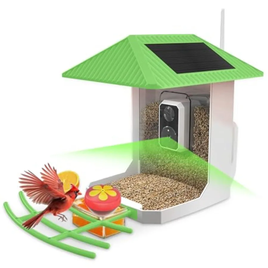 

2.5K Smart Bird Feeder with Camera 2.5L Birds Watching Camera with AI Identify Bird Species Outdoor Birds Feeder House with Sol