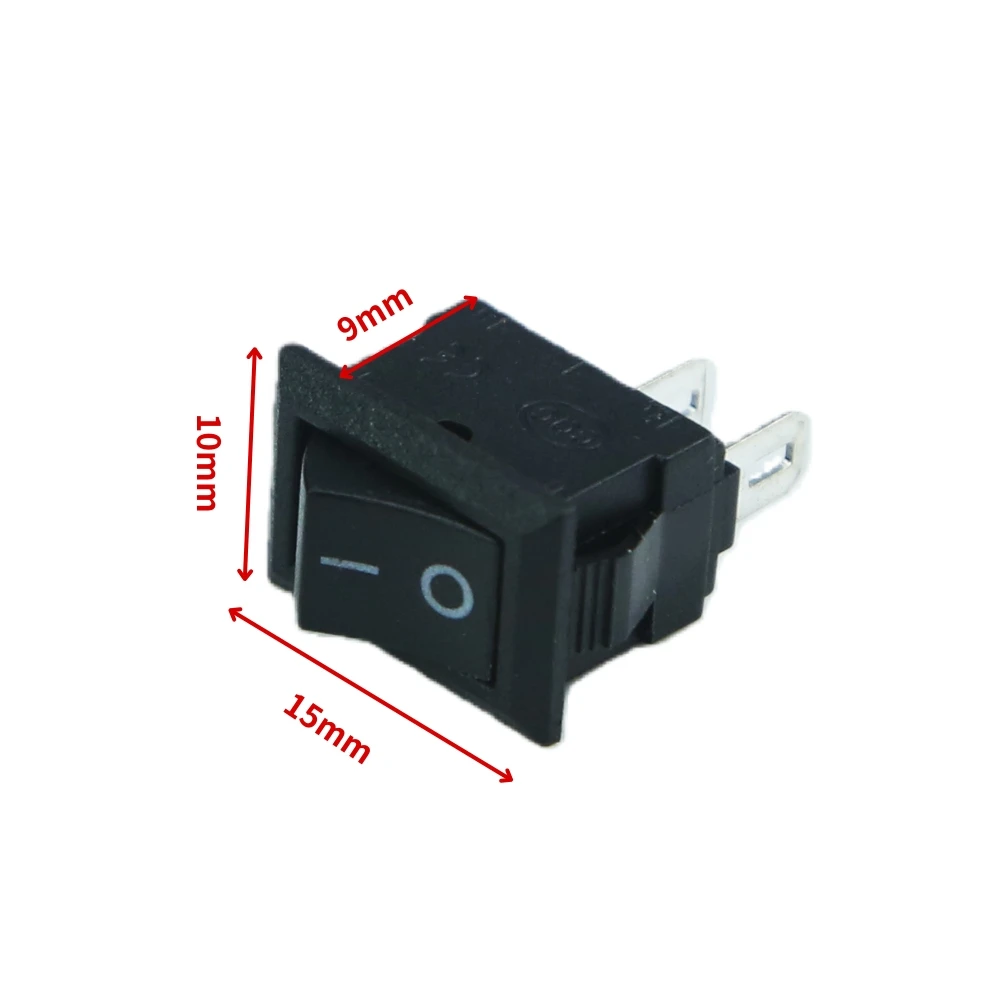 10x15mm 2 Pin ON/OFF SPST Rocker Switch 3A 250V Mini Push Button Black  Snap-in KCD11 view 6