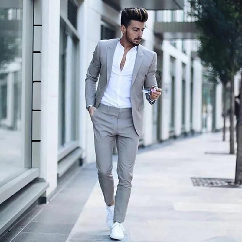 Pink Mens Suits For Wedding 2 Pieces Homme Wedding Groom Tuxedos Groomsmen Business Prom Suits Slim Fit Blazer Pant Customized