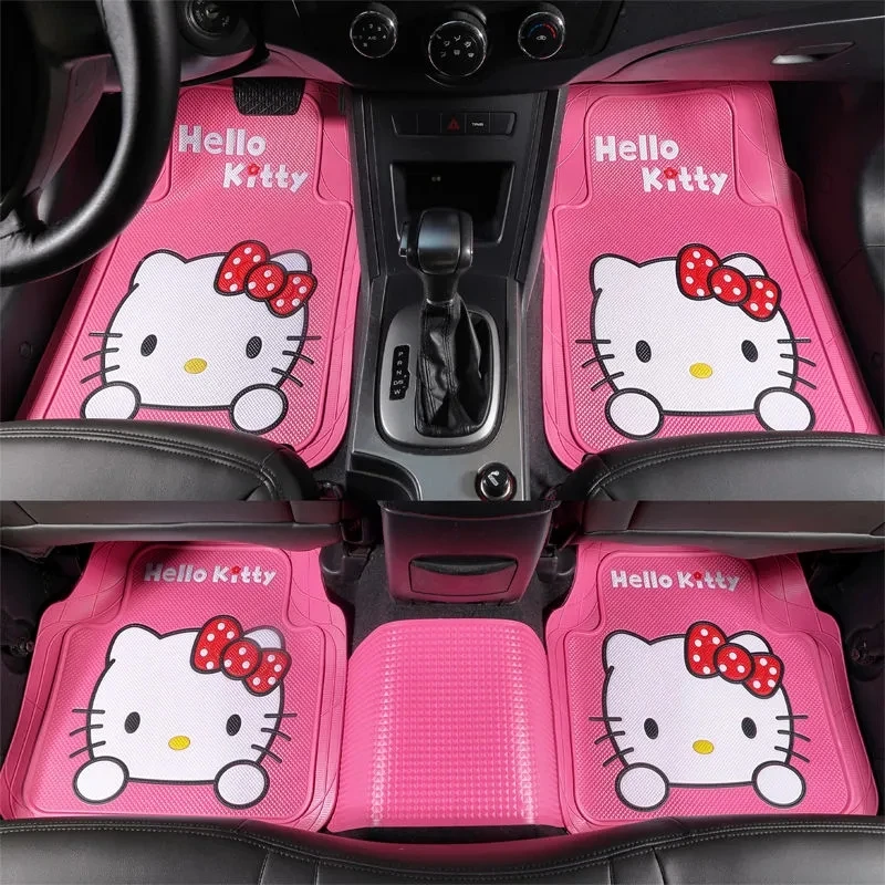 Sanrio Kawaii Hello Kitty Car Floor Mat Cartoon Latex Car Interior Non-slip Floor Mat Car Accessories Single Foot Mat Auto Parts