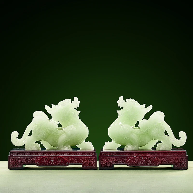 

Stone Pixiu Ornament, Household Wealth Attraction Decoration, Stone Animal Handicrafts, Chinese Style, Office Decor, with Base