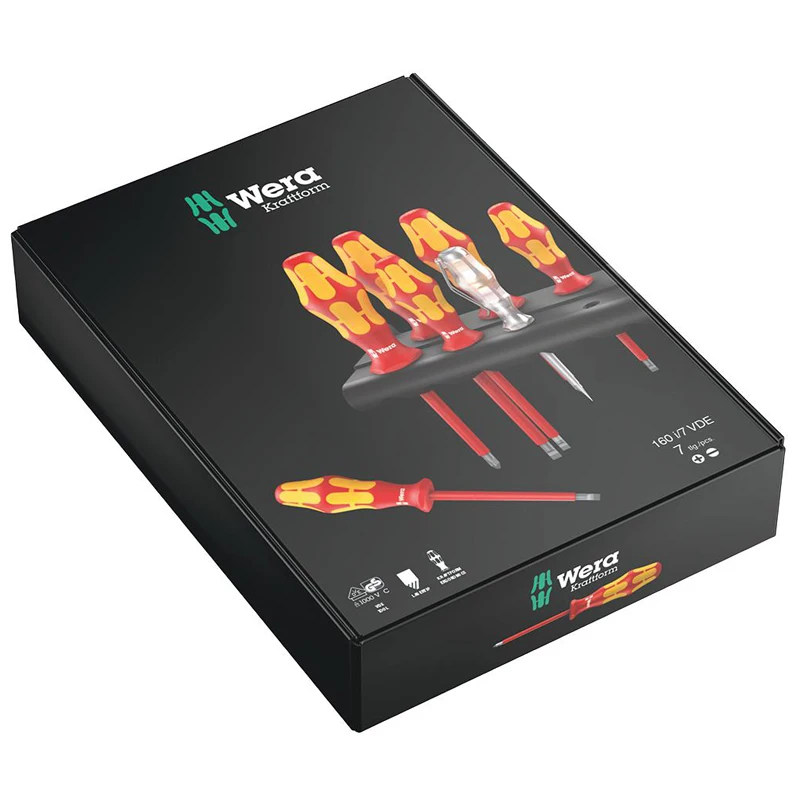 WERA 05006147001 160i/7 Cross Shaped Electric Measuring Pen And Screwdriver Set Prevent Hand Injuries Adjustable Grip Position