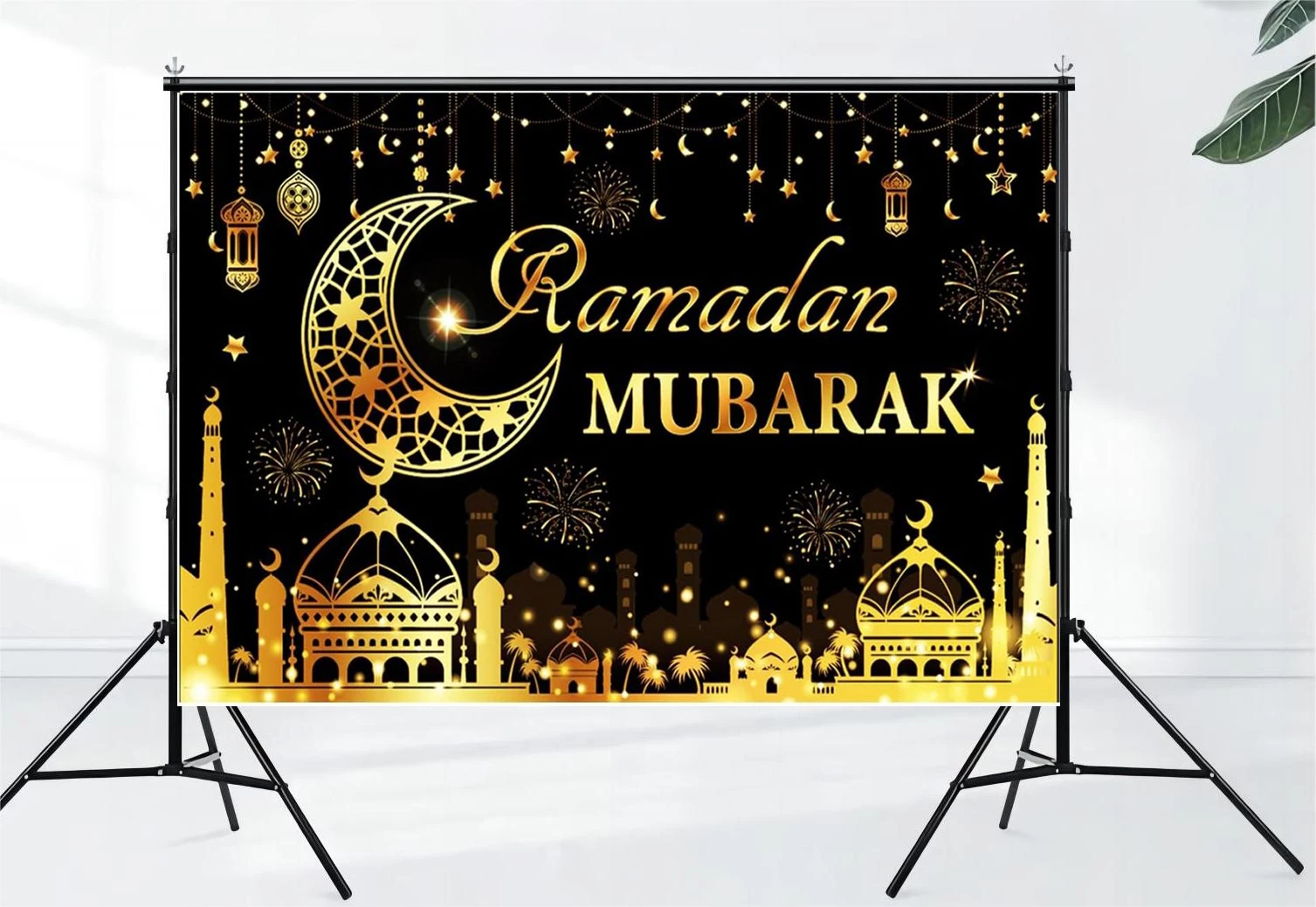 Large Eid Banner, Eid Backdrop, Muslim Ramadan Eid Mubarak Hanging Sign, Islamic Eid Mubarak Eid Decoration