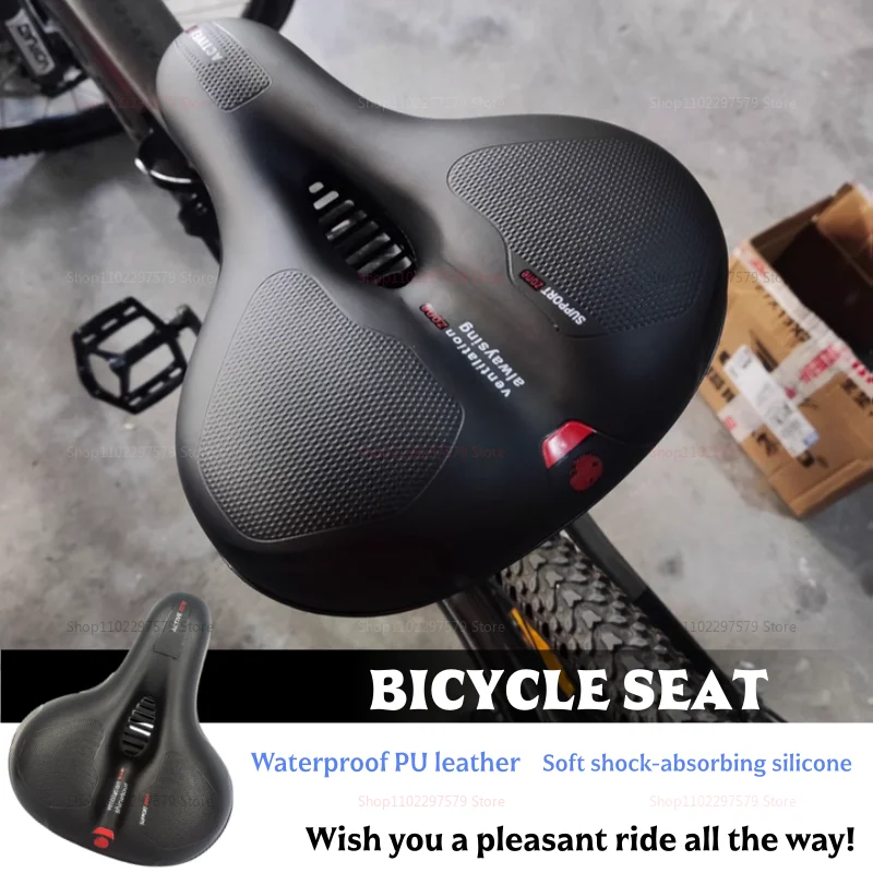 Assento universal para bicicleta, assento de alta qualidade com função de absorção de impacto, couro PU à prova d'água, adequado para viagens de ciclismo.