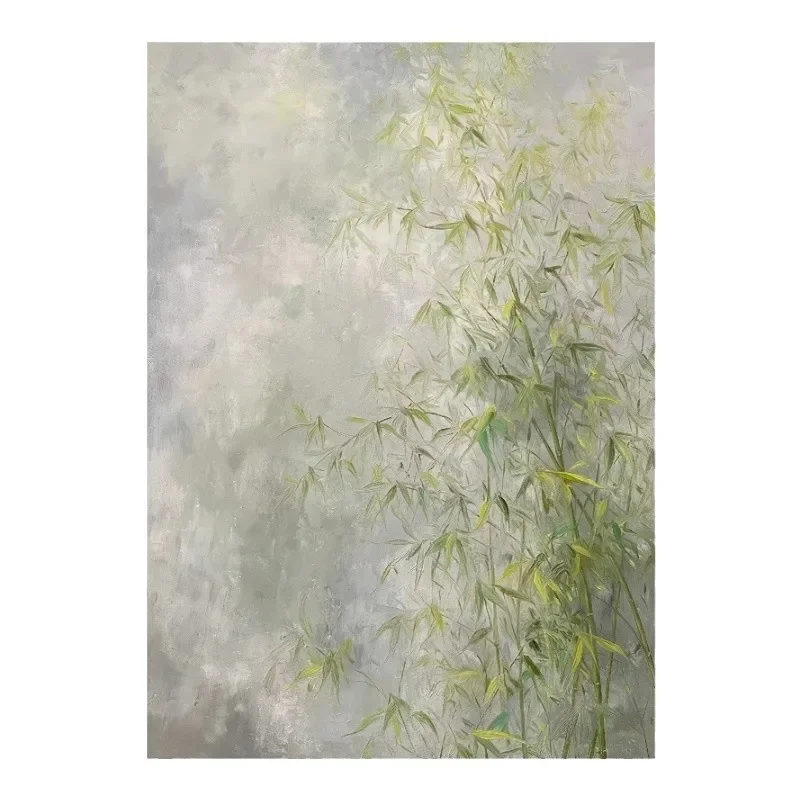 

New Chinese simple decorative painting bamboo oil painting like a dream bamboo entrance entrance mural restaurant study bedroom