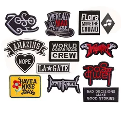 5PCS/Punk Rock Band Clothes Patches,Music Note Letter Embroidered Fusible Patch,Badges Stickers,Iron on Applique For Clothing