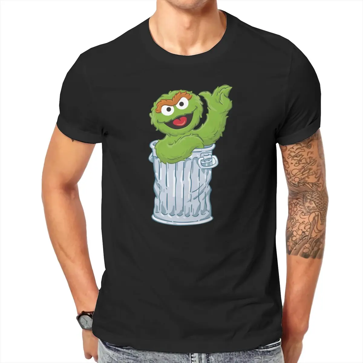 Men Sesame Streets T-Shirt Cool Style Oscar the Grouch Hipster Ofertas O Neck Graphic Tshirt