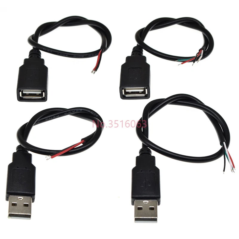 30cm Power Supply Cable 2 Pin USB 2.0 A Female Male 4 Pin Wire Jack Charger Charging Cord Extension Connector DIY 5V Line