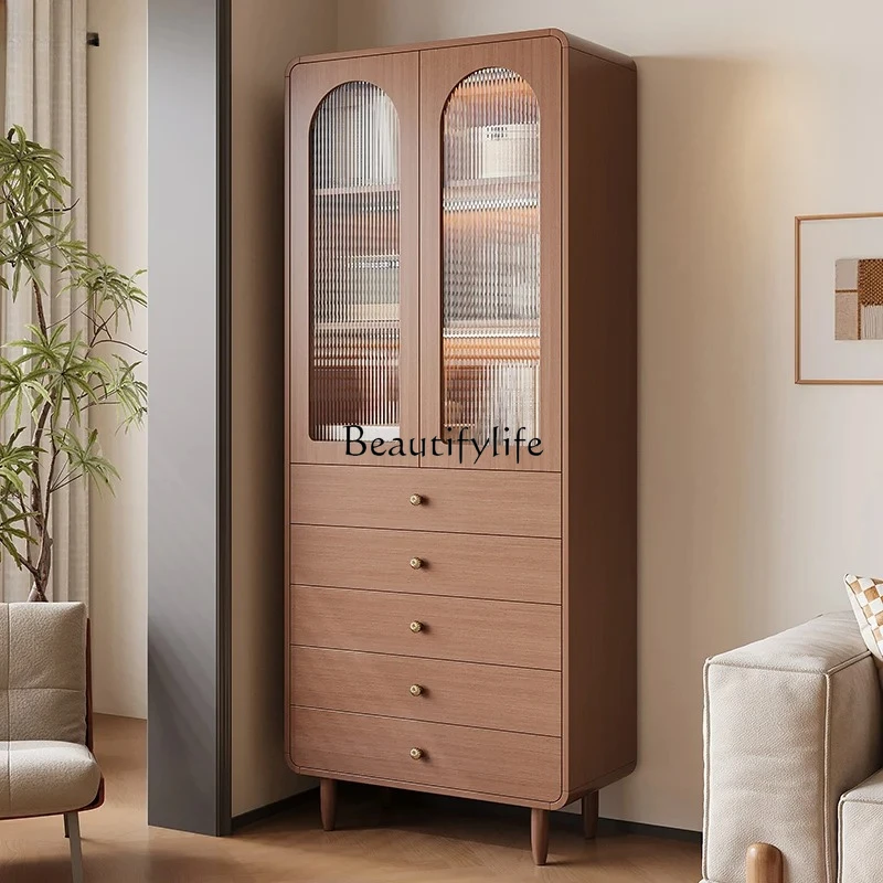 CP medieval en madera maciza con porta en vetro, soggiorno, vetrina per polvere domestica, vetrina da studio