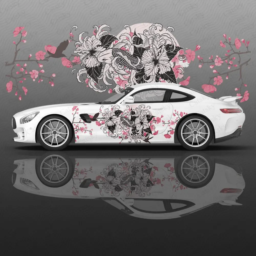 

Cherry Blossoms Fish Car Body Sticker Anime Itasha Vinyl Car Side Decal Sticker Car Decor Sticker Cars Protective Film