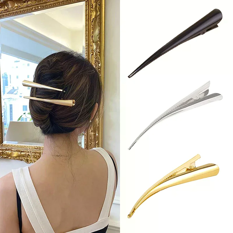 5/10 Stück Lange Metall-Haarklammern Hornklammer Haarspangen Haaraccessoires Entenzahn-Haarklammern für Friseursalons