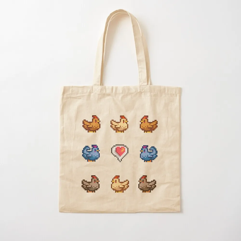 

Stardew Valley Chickens Tote Bag hand bag ladies men bags aesthetic Canvas for women Canvas