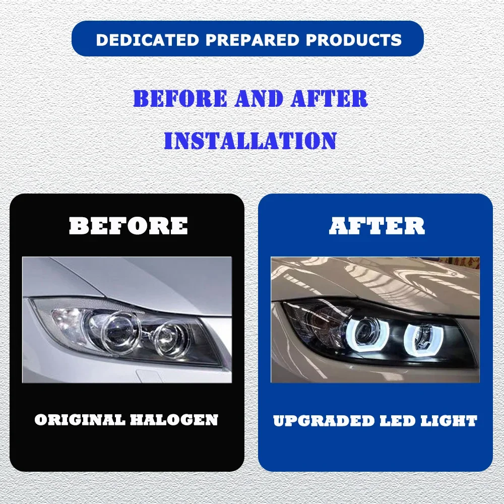 LED HeadLights For BMW 3 Series E90 05-12 EMARK Style Full Led DRL Car Head Lamp Assembly Signal Accessories Modified Lamp