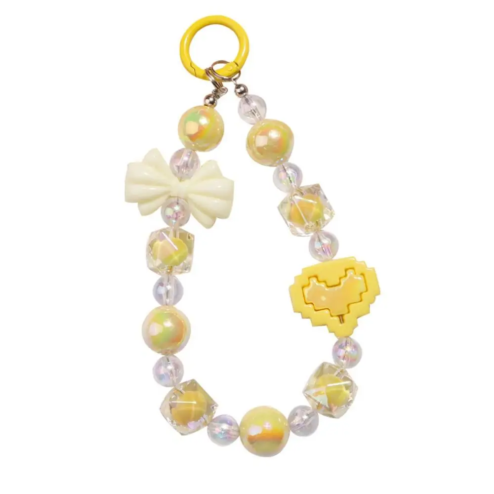 Anti-lost Bow Mobile Phone Straps Acrylic Bracelet Keychain Bag Chain Korean Style Lanyard Beaded Wrist Strap
