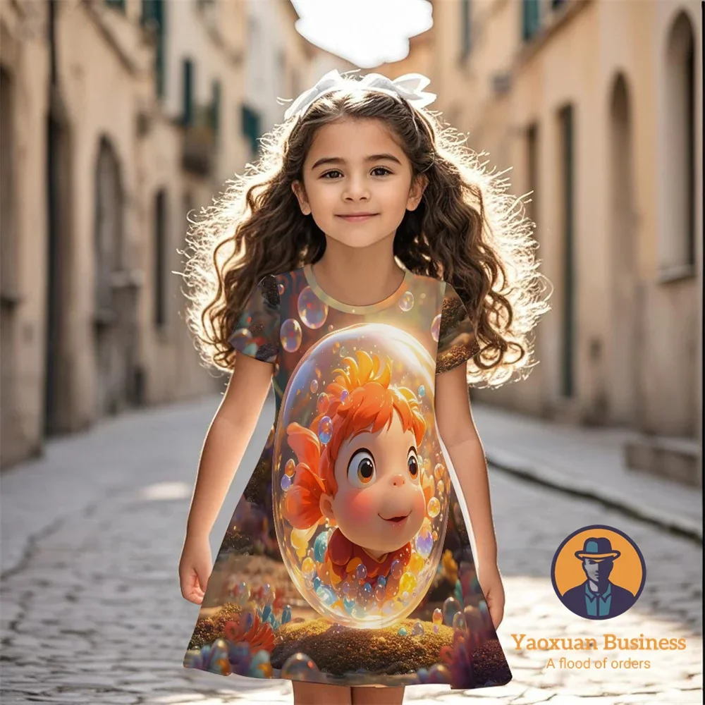 عرض ساخن لعام 2025 فستان بونيو للفتيات والأطفال مطبوع عليه رسوم كرتونية ثلاثية الأبعاد أزياء صيفية رائعة وجذابة للأطفال ​