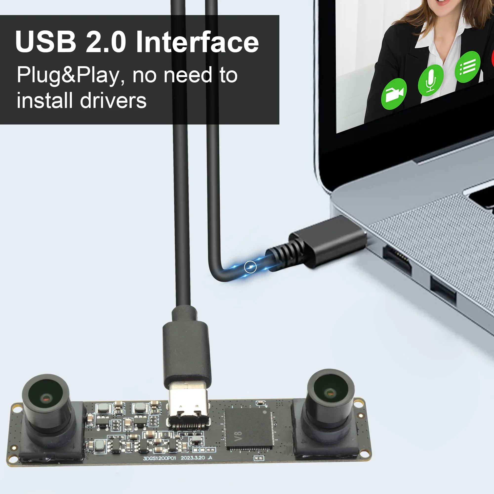 ELP 1200P 60fps Synchronization Dual Lens 3D Stereo USB Camera Module 600P 120fps 94° Wide Angle Global Shutter Webcam for Robot