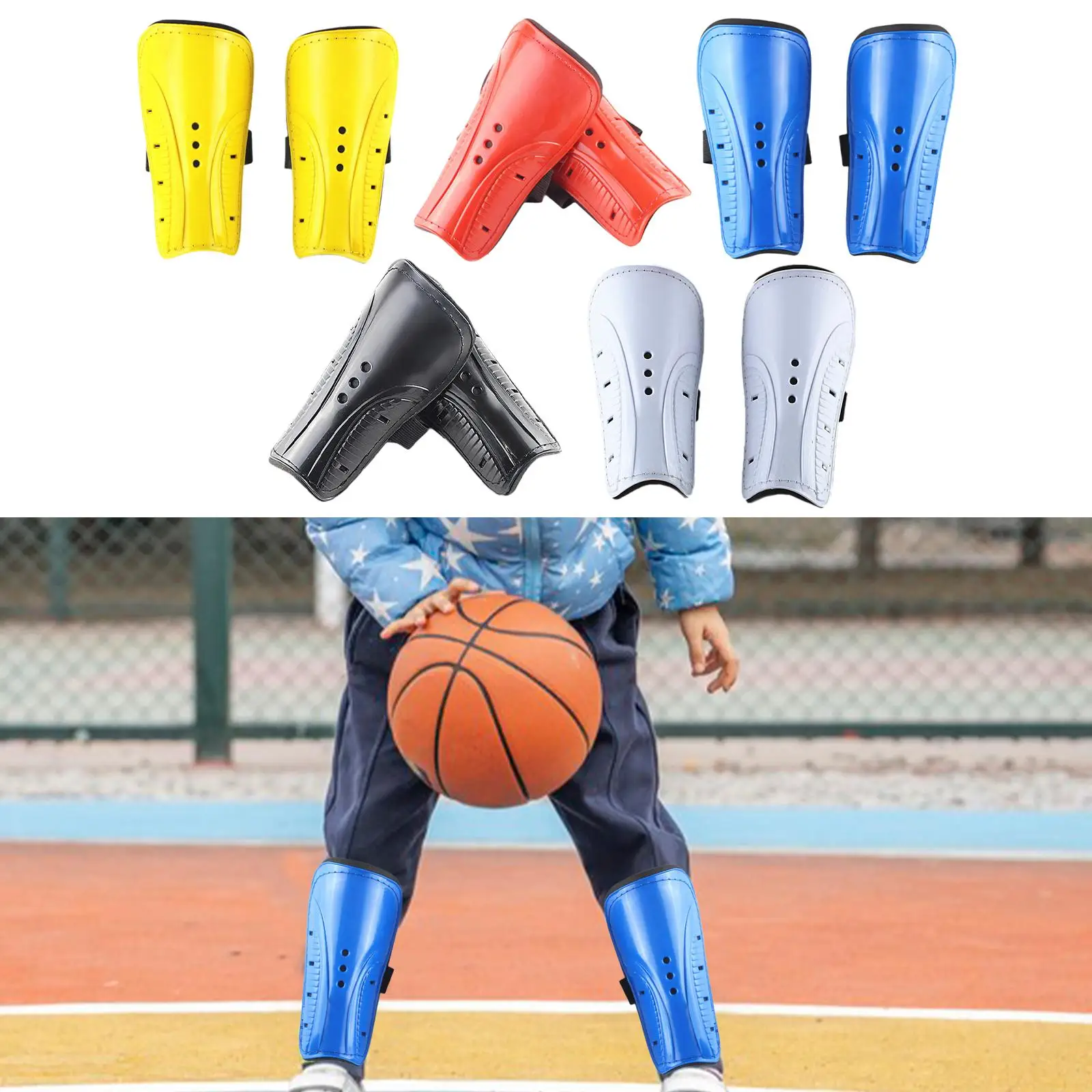 Soccer Shin Guards Football Shin Pads Portable Breathable Holes EVA Cushion for Adults Kids Outdoor Sports Calf Protective Gear