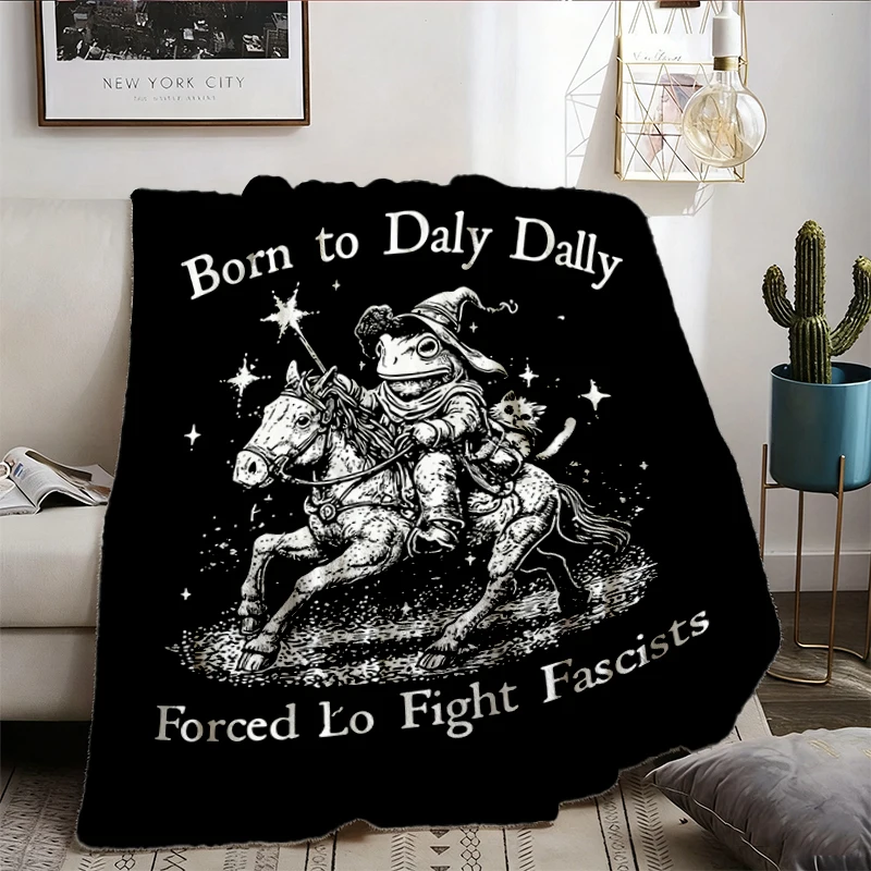 Born to Dilly Dally Forced to Fight Flannel Blanket, Wizard Frog Graphic Flannel Throw